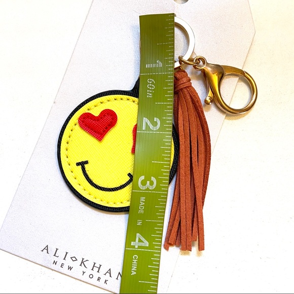 5/$15😍 Ali Khan Emoji Smiley Love Key Keychain or Purse Decor Leather tassels ❤️ - Picture 5 of 6